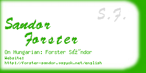 sandor forster business card